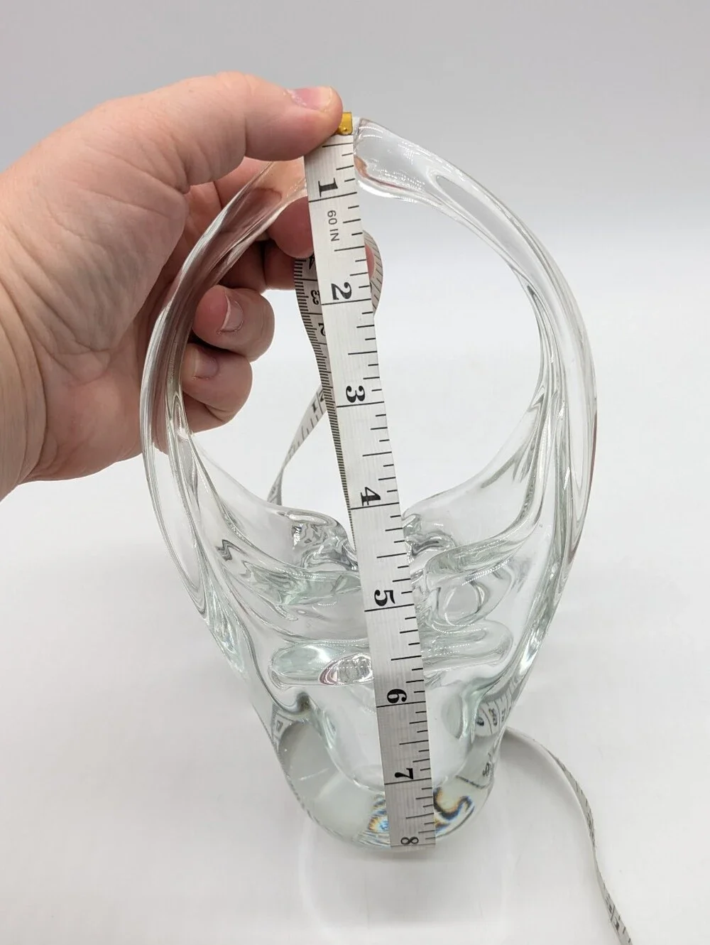 Vintage Clear Glass Art Basket Decor